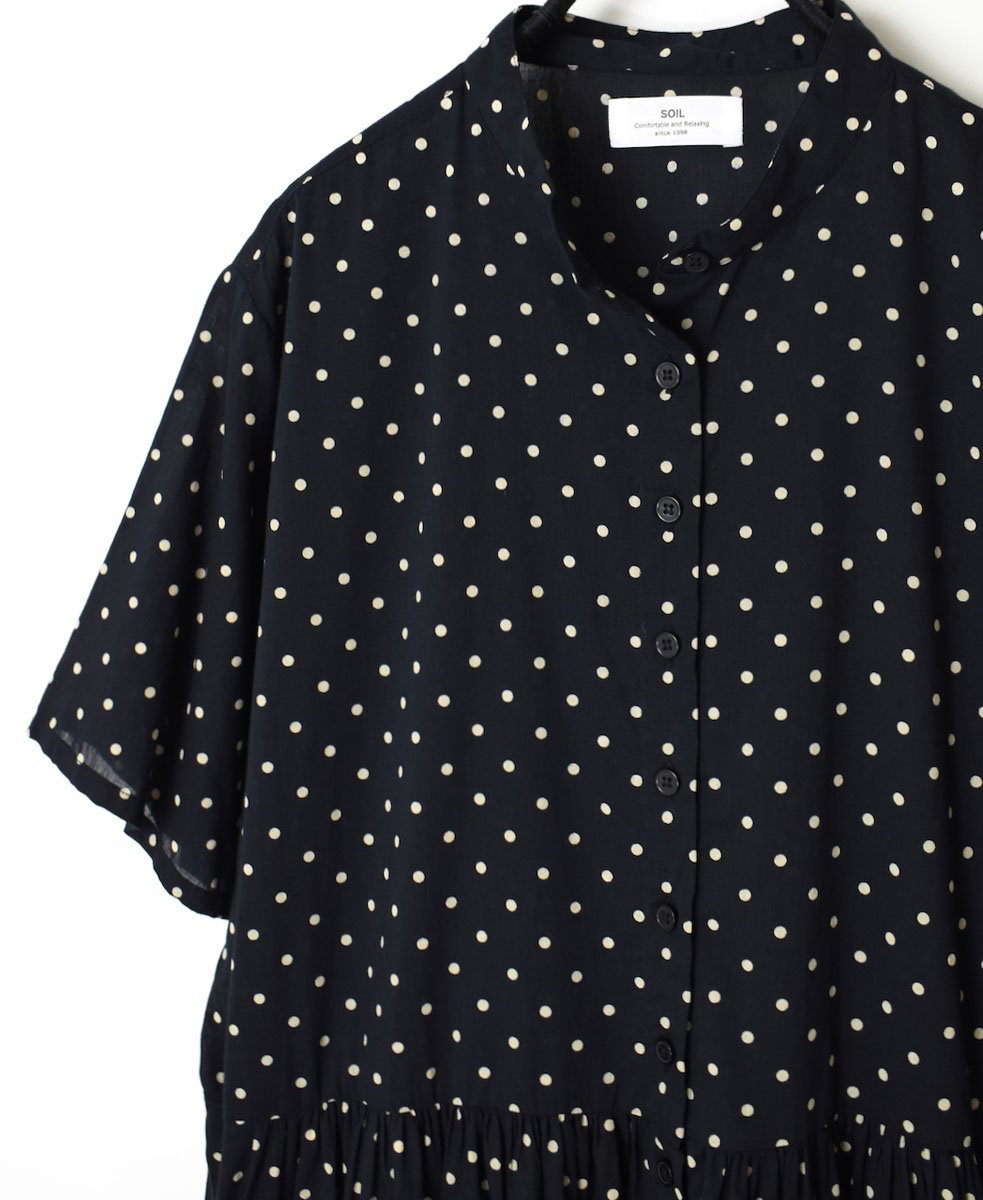 NSL22013 (ワンピース) 80s COTTON VOILE DOT PRINT BANDED COLLAR S/SL DRESS