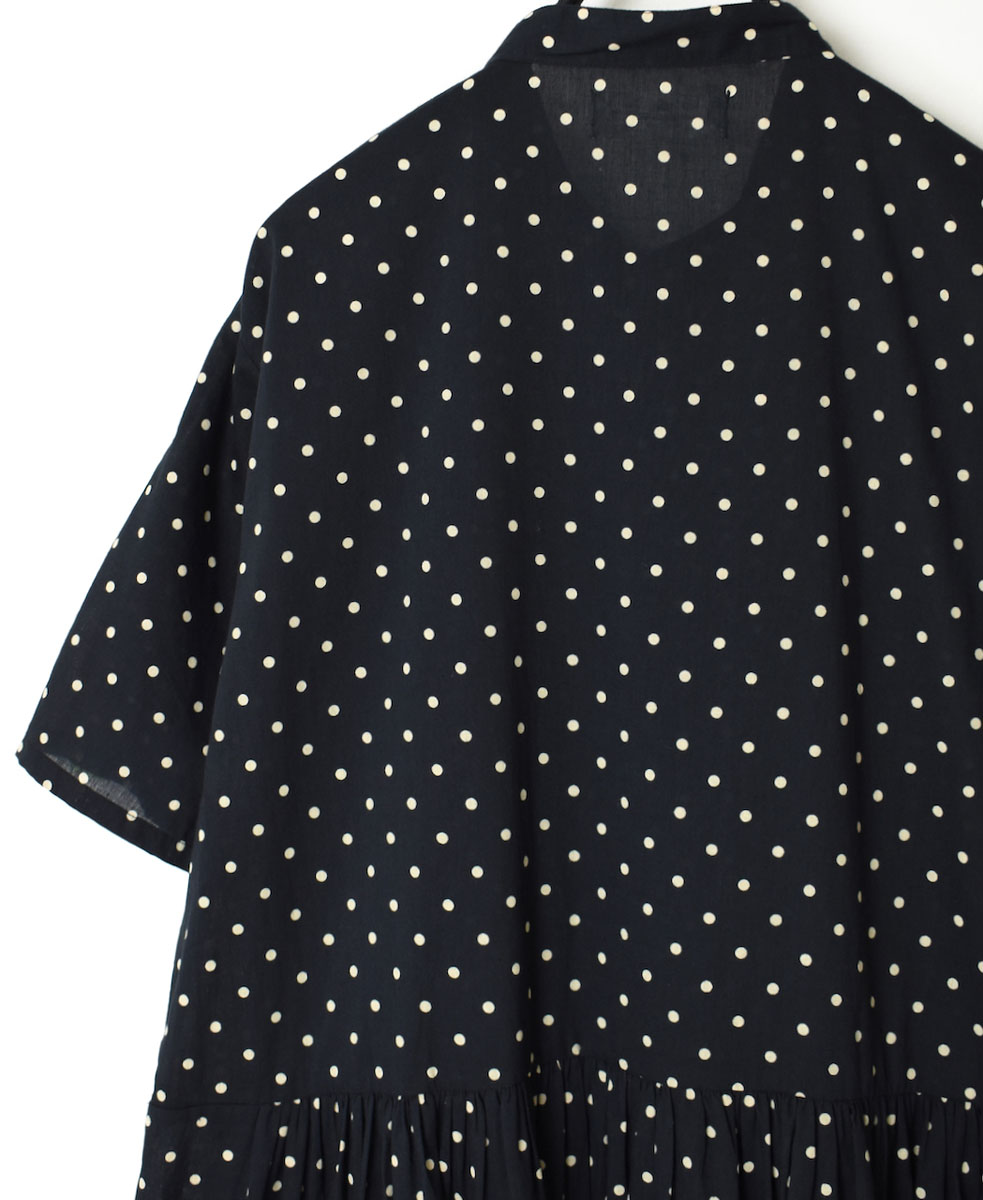 NSL22013 (ワンピース) 80s COTTON VOILE DOT PRINT BANDED COLLAR S/SL DRESS
