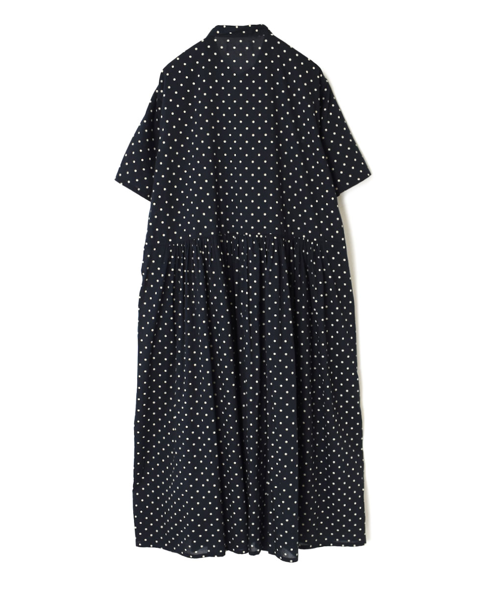 NSL22013 (ワンピース) 80s COTTON VOILE DOT PRINT BANDED COLLAR S/SL DRESS
