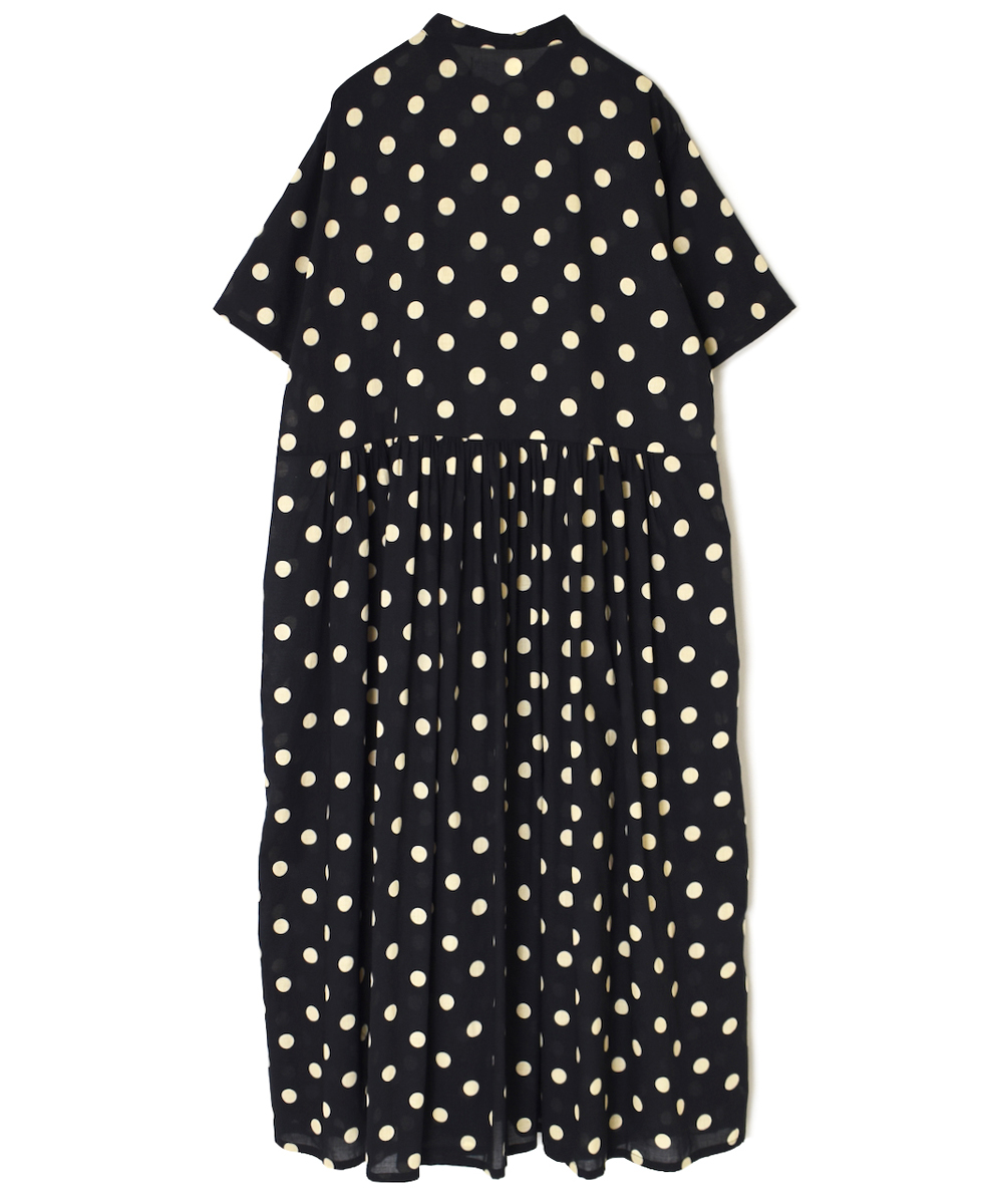 NSL22013 (ワンピース) 80s COTTON VOILE DOT PRINT BANDED COLLAR S/SL DRESS