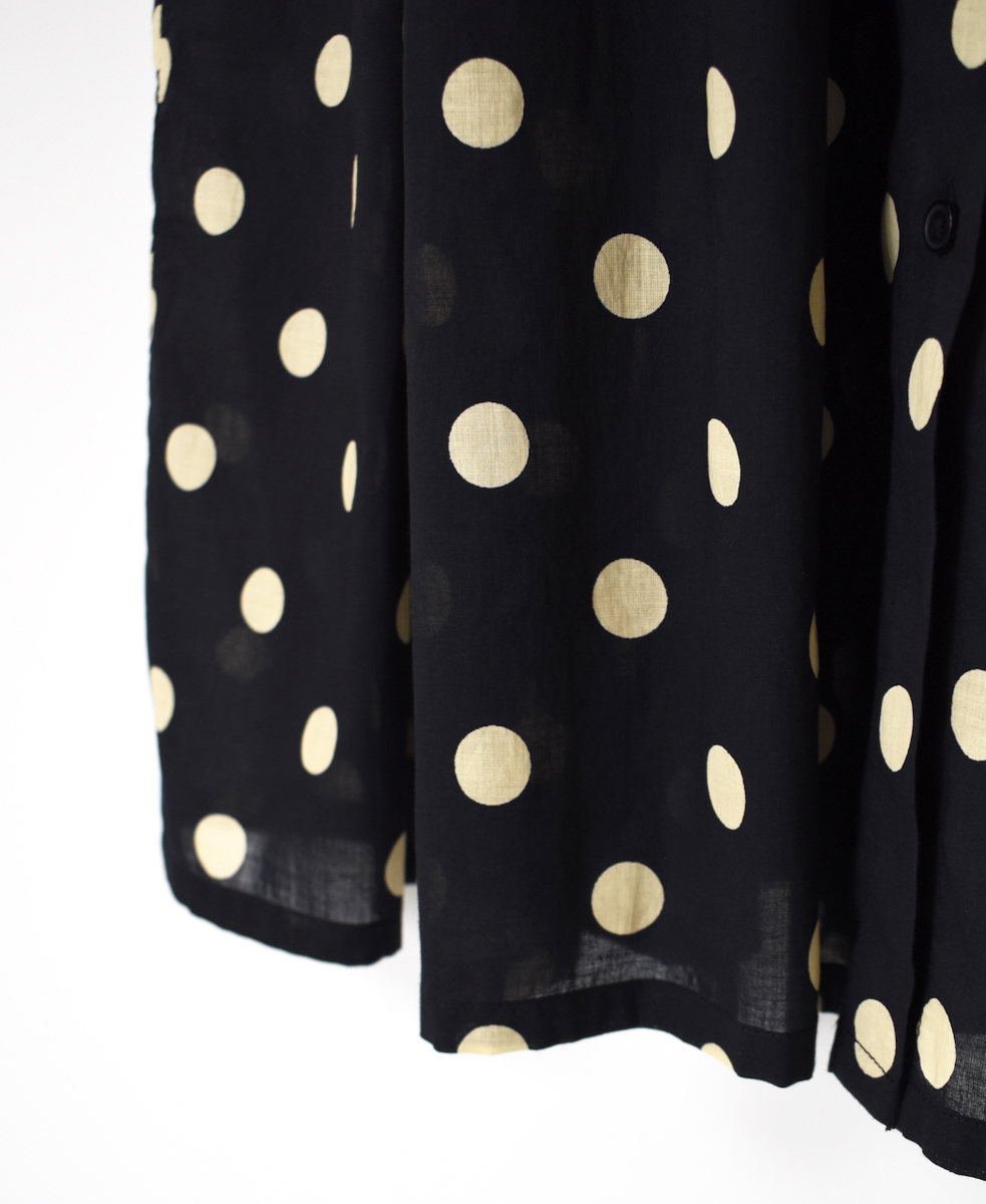 NSL22013 (ワンピース) 80s COTTON VOILE DOT PRINT BANDED COLLAR S/SL DRESS