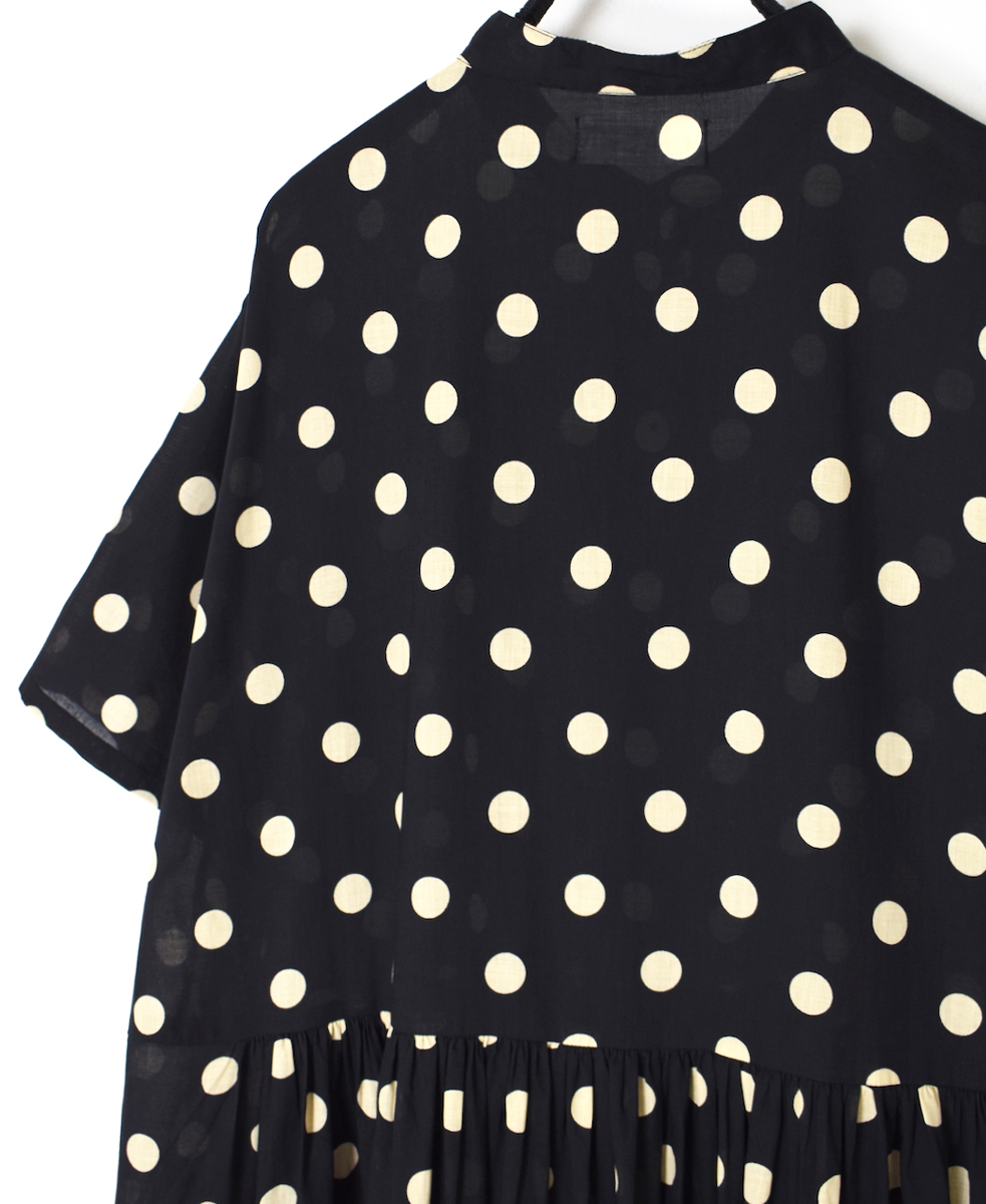 NSL22013 (ワンピース) 80s COTTON VOILE DOT PRINT BANDED COLLAR S/SL DRESS