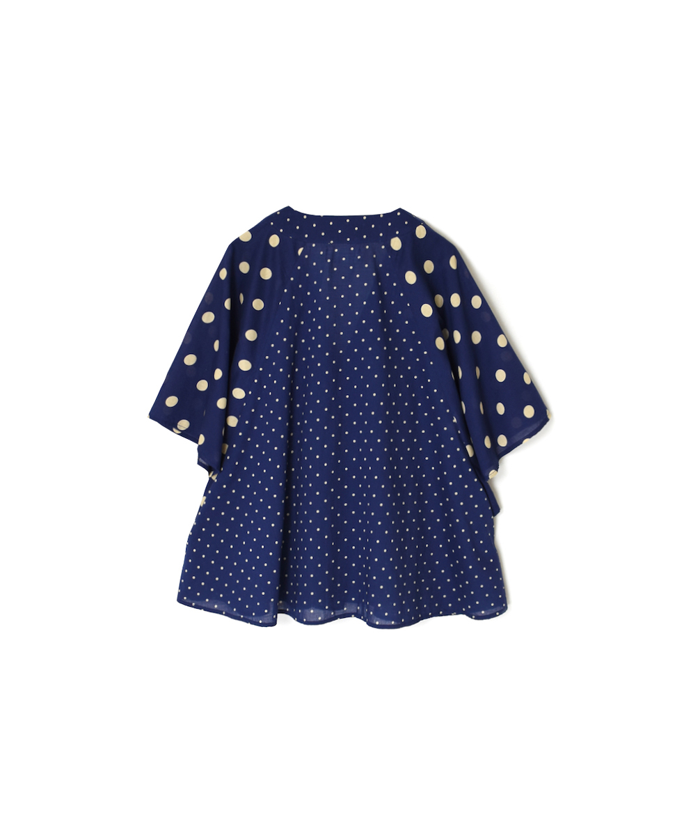 NSL25015(シャツ) 80s VOILE DOT PRINT(PATCHWORK) V-NECK FRARED SLEEVE PULLOVER