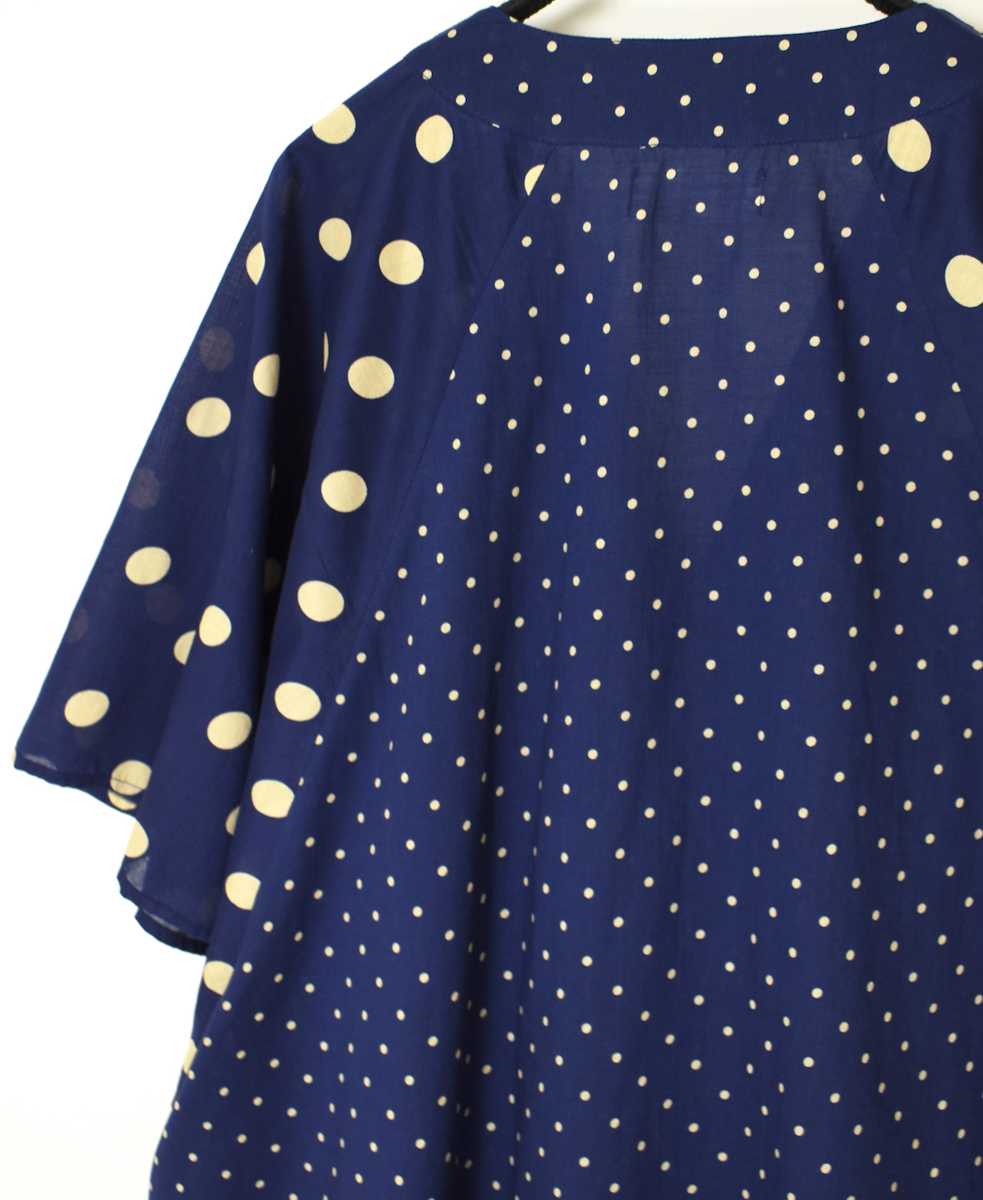NSL25015(シャツ) 80s VOILE DOT PRINT(PATCHWORK) V-NECK FRARED SLEEVE PULLOVER