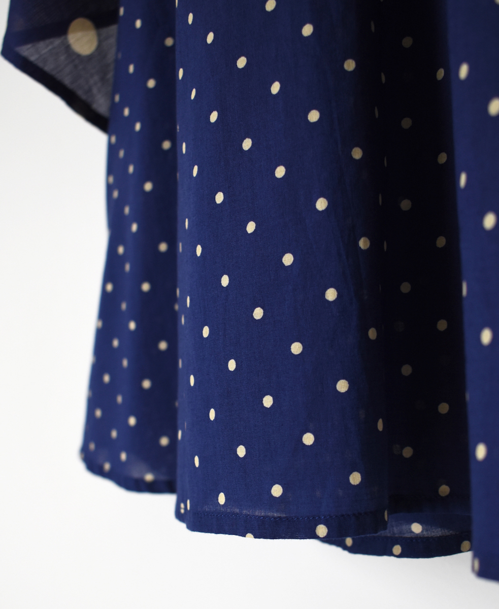 NSL25015(シャツ) 80s VOILE DOT PRINT(PATCHWORK) V-NECK FRARED SLEEVE PULLOVER