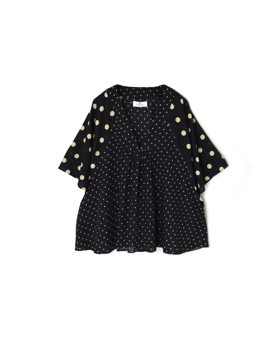 NSL25015(シャツ) 80s VOILE DOT PRINT(PATCHWORK) V-NECK FRARED SLEEVE PULLOVER