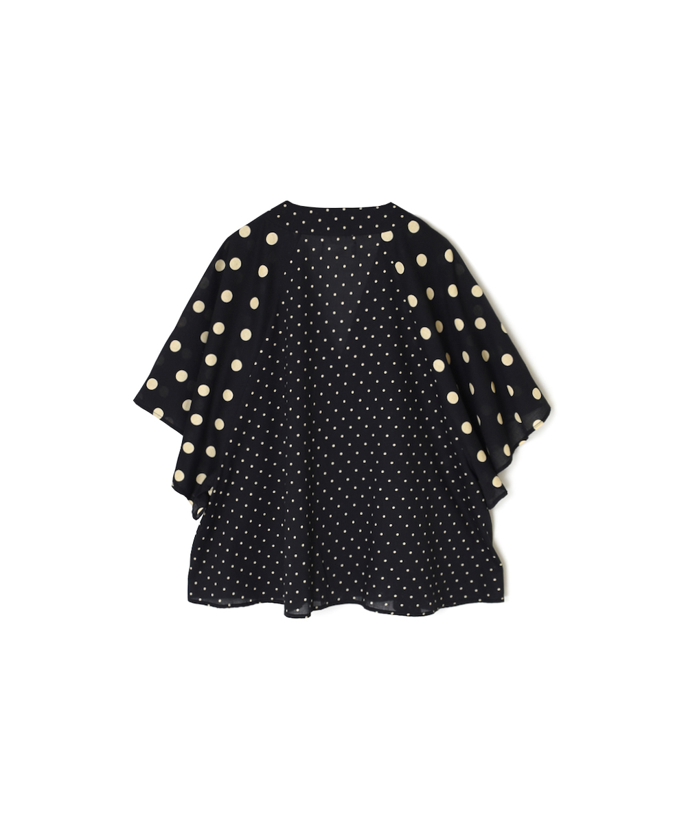 NSL25015(シャツ) 80s VOILE DOT PRINT(PATCHWORK) V-NECK FRARED SLEEVE PULLOVER