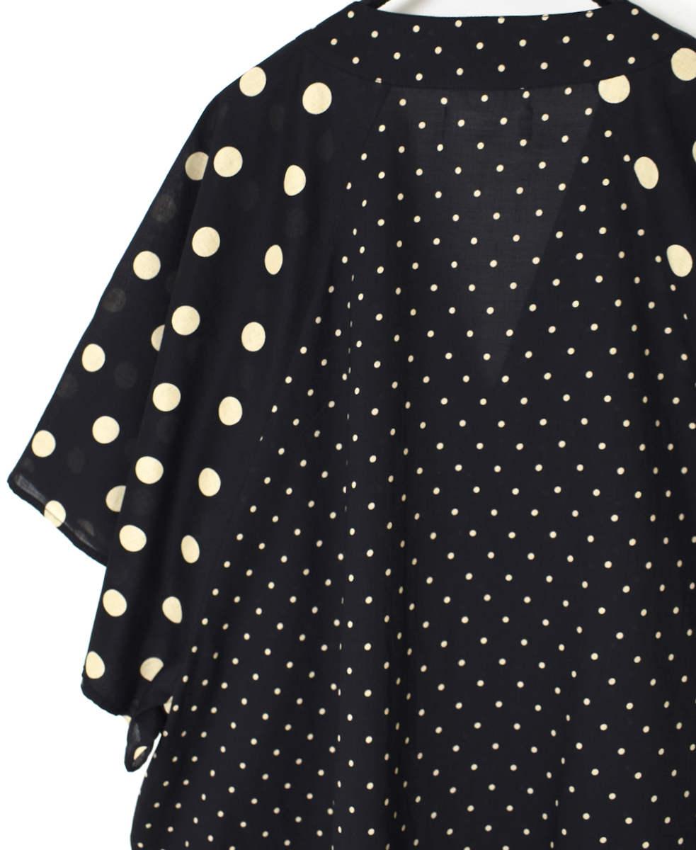 NSL25015(シャツ) 80s VOILE DOT PRINT(PATCHWORK) V-NECK FRARED SLEEVE PULLOVER