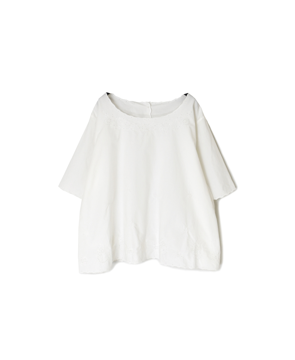 INSL25232(シャツ) 60s POPLIN PLAIN WITH CUT WORK EMBROIDERY BACK OPENING S/SL SMOCK