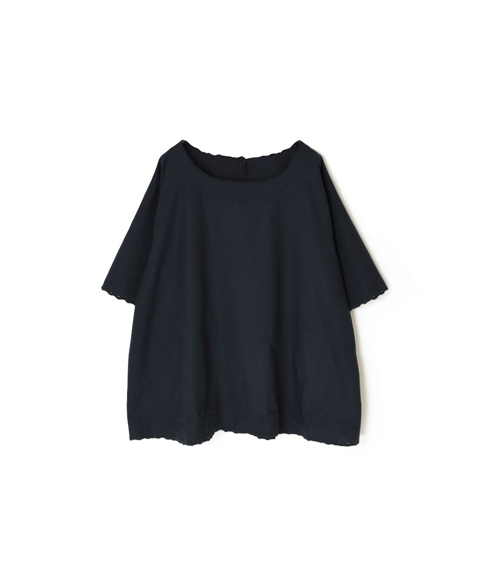 INSL25232(シャツ) 60s POPLIN PLAIN WITH CUT WORK EMBROIDERY BACK OPENING S/SL SMOCK