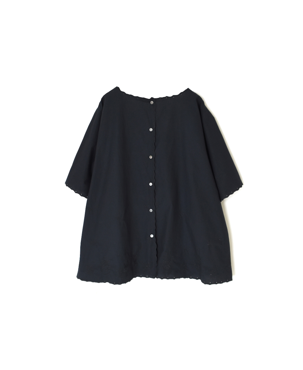 INSL25232(シャツ) 60s POPLIN PLAIN WITH CUT WORK EMBROIDERY BACK OPENING S/SL SMOCK