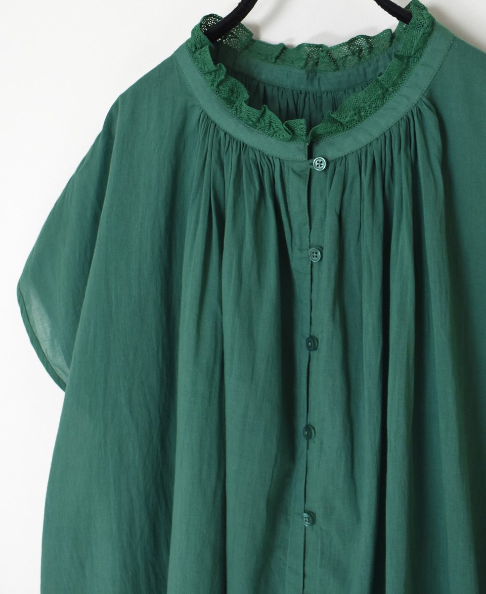 NSL25061(ブラウス) VOILE LACE NECK LACE GATHERED SMOCK