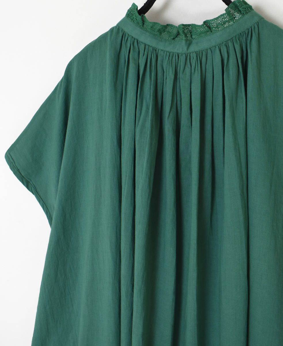 NSL25061(ブラウス) VOILE LACE NECK LACE GATHERED SMOCK