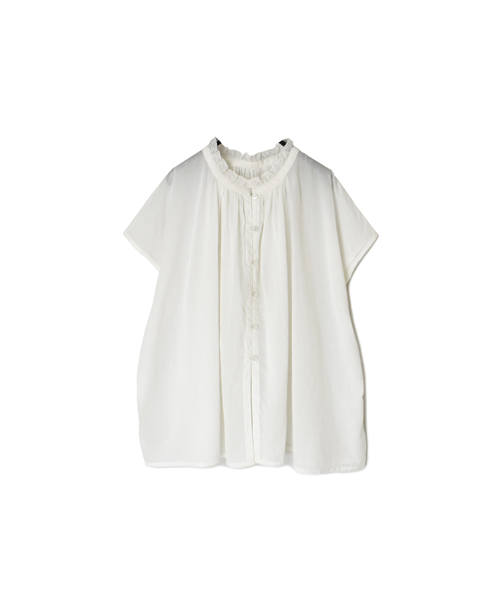 NSL25061(ブラウス) VOILE LACE NECK LACE GATHERED SMOCK