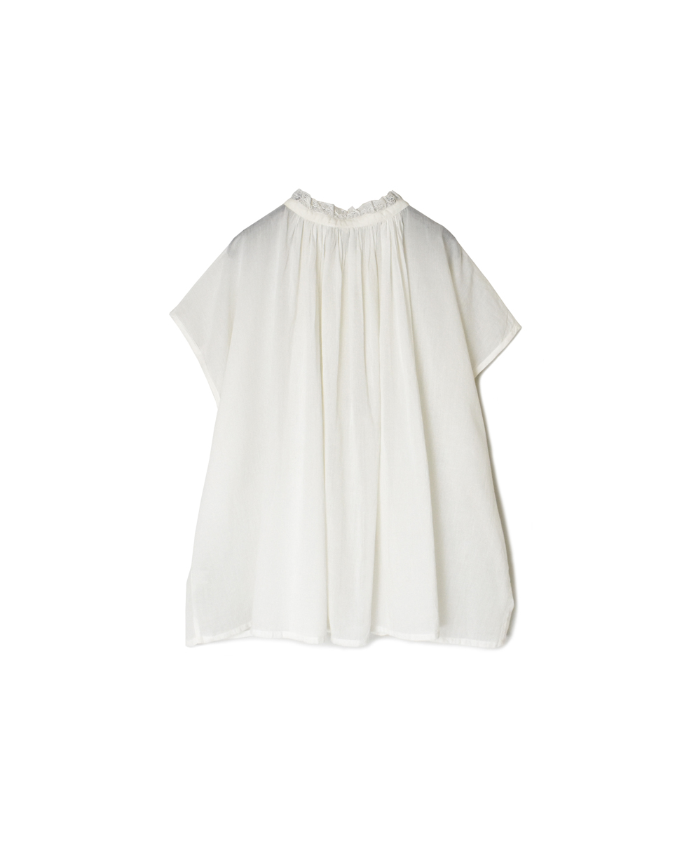 NSL25061(ブラウス) VOILE LACE NECK LACE GATHERED SMOCK