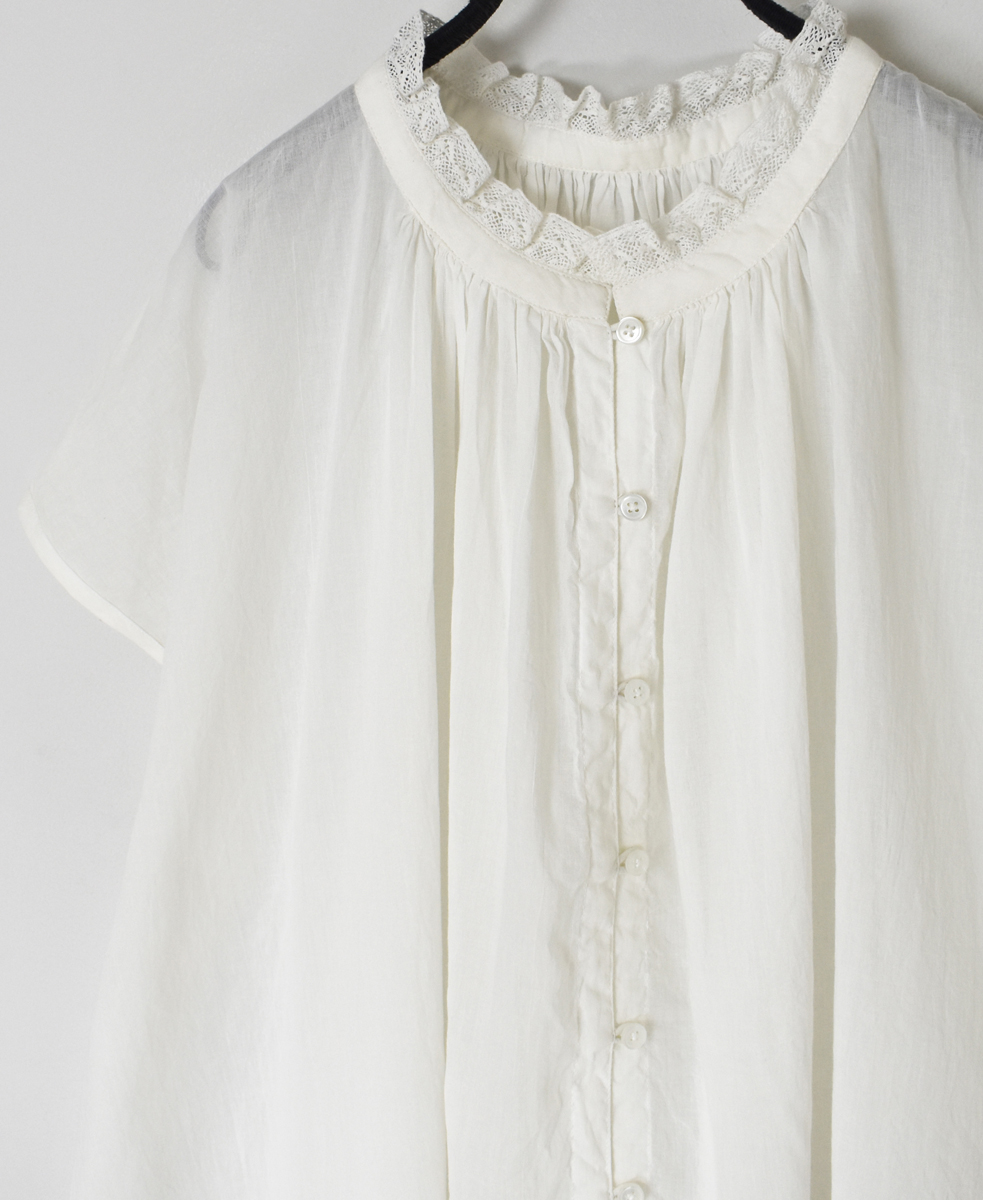 NSL25061(ブラウス) VOILE LACE NECK LACE GATHERED SMOCK