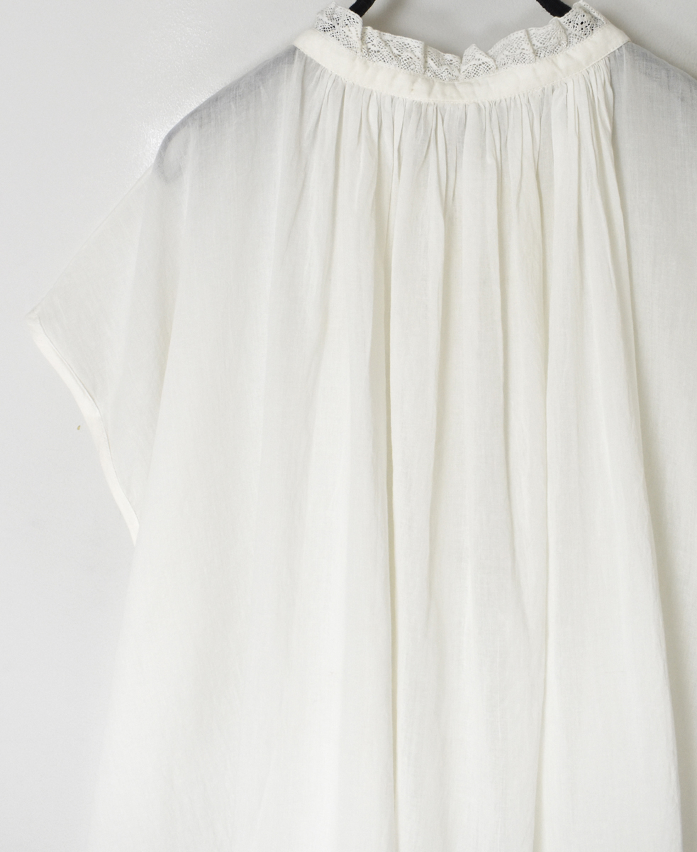 NSL25061(ブラウス) VOILE LACE NECK LACE GATHERED SMOCK