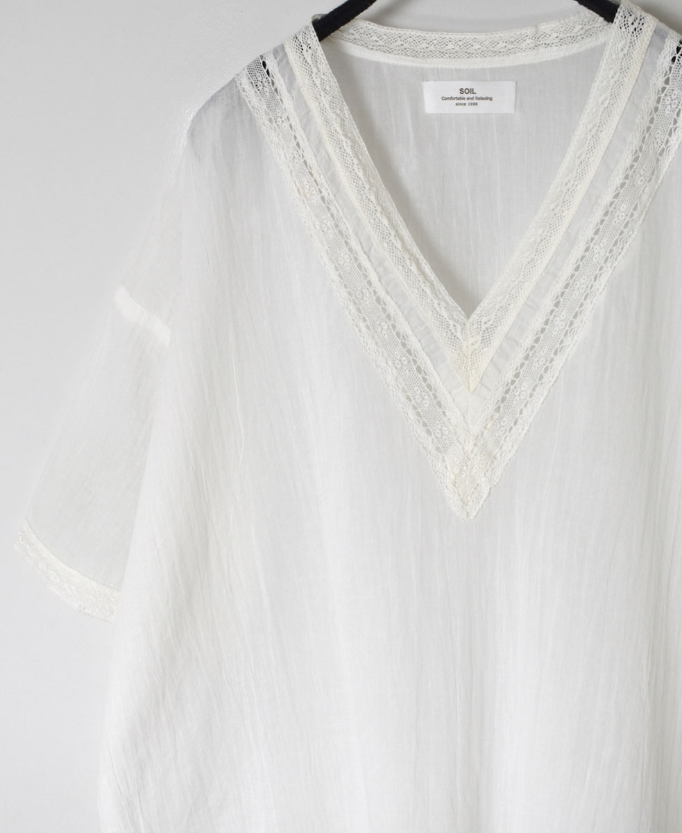 NSL24032 (ブラウス) VOILE LACE V-NECK LACE S/SL PULLOVER