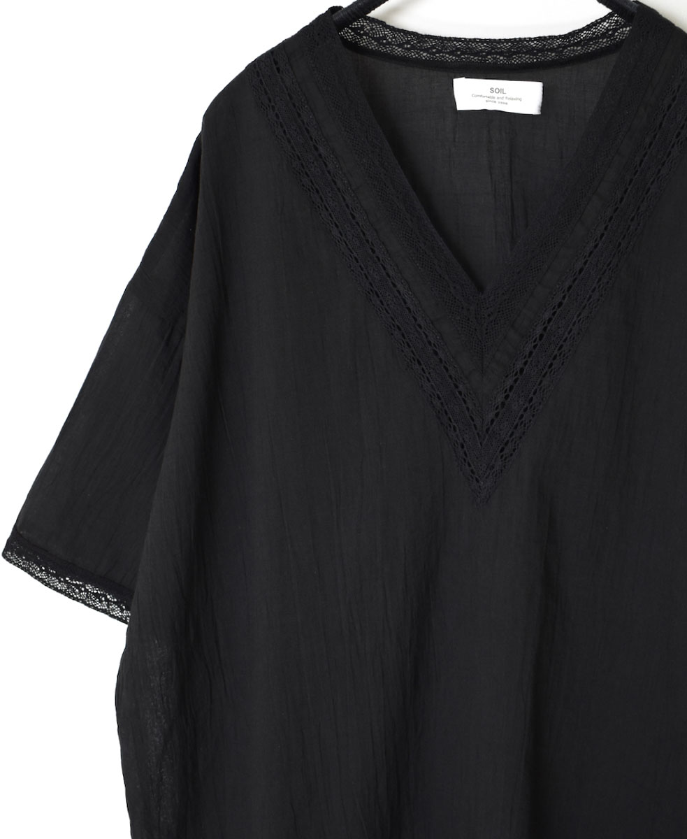 NSL24032 (ブラウス) VOILE LACE V-NECK LACE S/SL PULLOVER