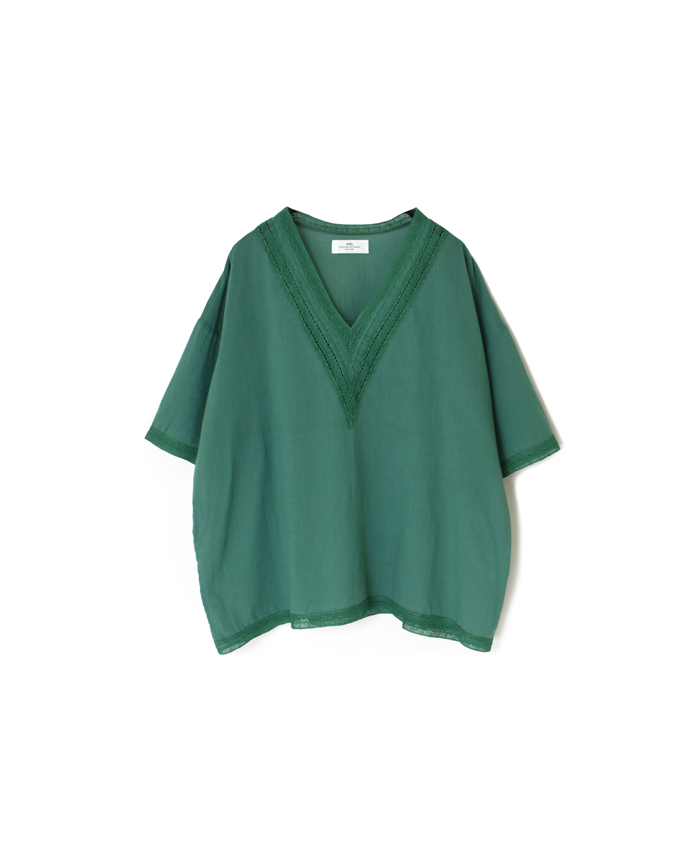 NSL24032 (ブラウス) VOILE LACE V-NECK LACE S/SL PULLOVER