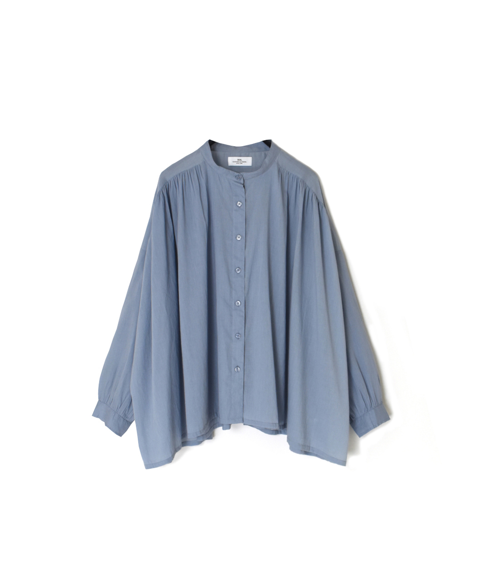 NSL25041(シャツ) 80s COTTON VOILE PLAIN BANDED COLLAR GATHER SHIRT