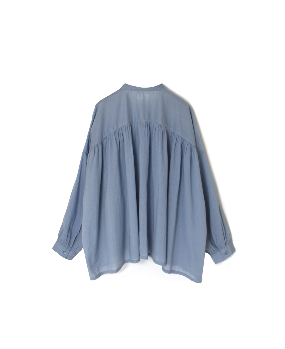 NSL25041(シャツ) 80s COTTON VOILE PLAIN BANDED COLLAR GATHER SHIRT