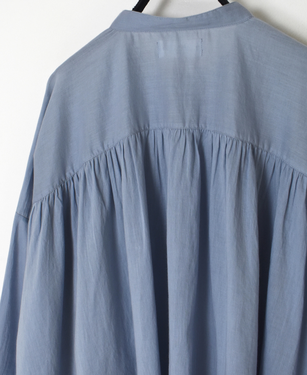 NSL25041(シャツ) 80s COTTON VOILE PLAIN BANDED COLLAR GATHER SHIRT