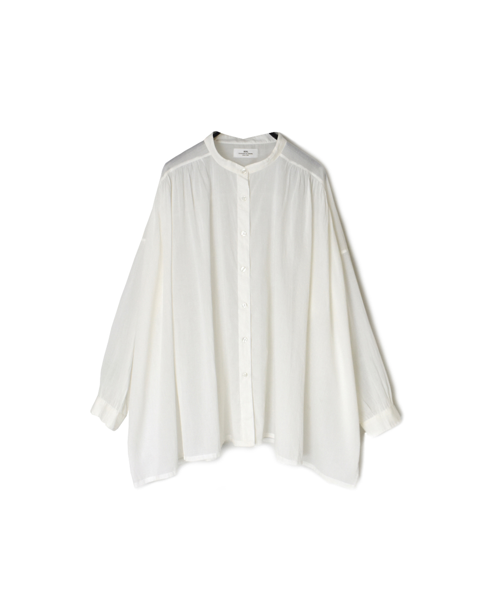NSL25041(シャツ) 80s COTTON VOILE PLAIN BANDED COLLAR GATHER SHIRT