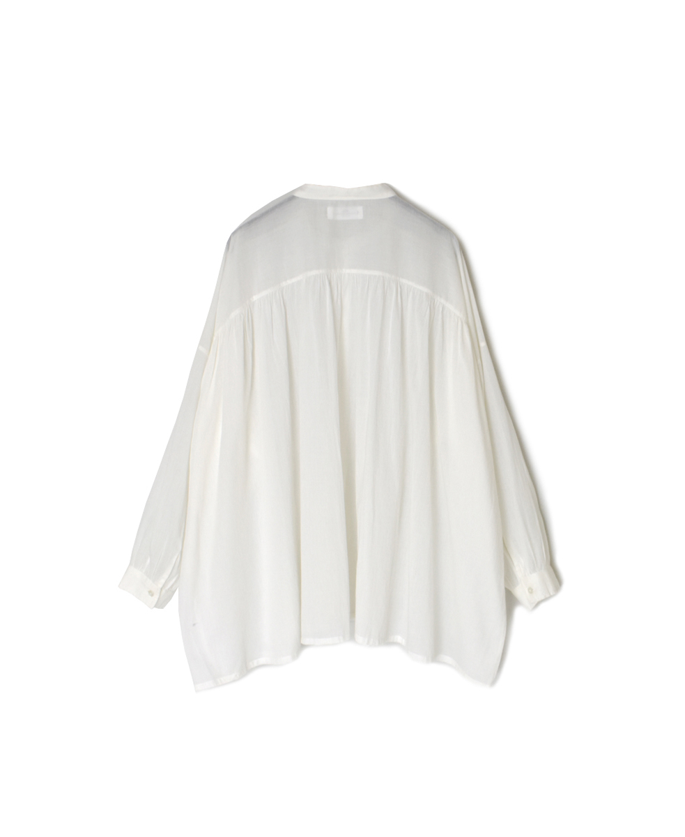 NSL25041(シャツ) 80s COTTON VOILE PLAIN BANDED COLLAR GATHER SHIRT
