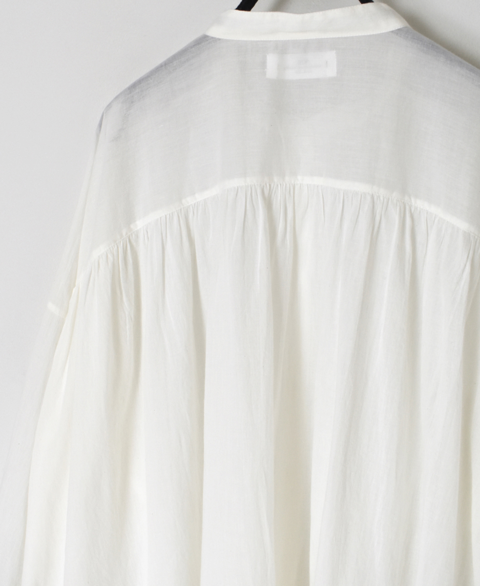 NSL25041(シャツ) 80s COTTON VOILE PLAIN BANDED COLLAR GATHER SHIRT