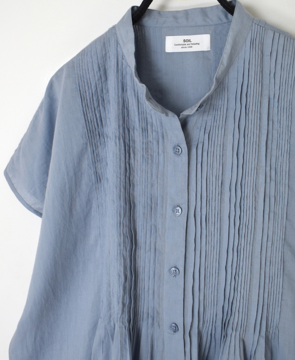 NSL25042(シャツ) 80s COTTON VOILE PLAIN BANDED COLLAR FRENCH/SL PINTUCK SHIRT