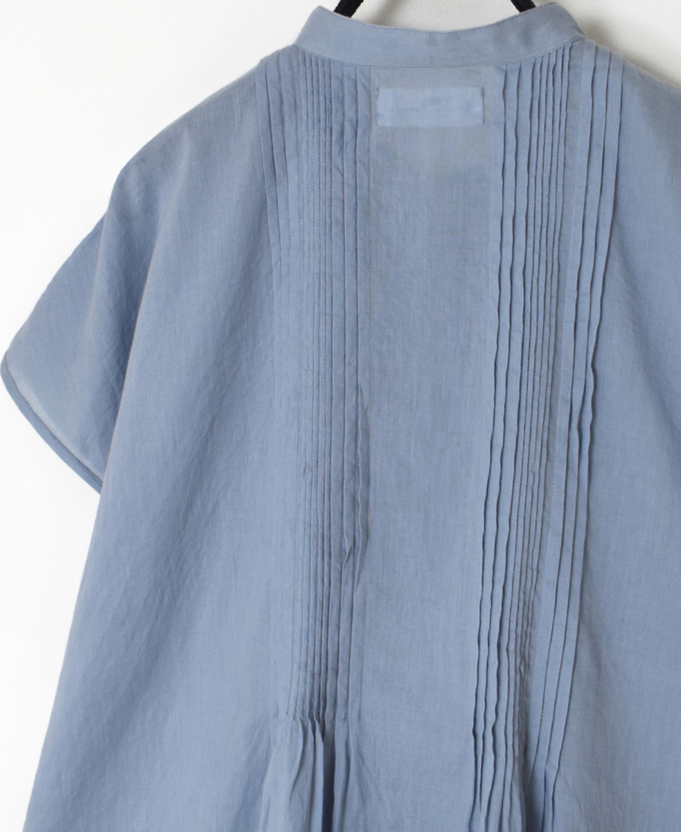 NSL25042(シャツ) 80s COTTON VOILE PLAIN BANDED COLLAR FRENCH/SL PINTUCK SHIRT