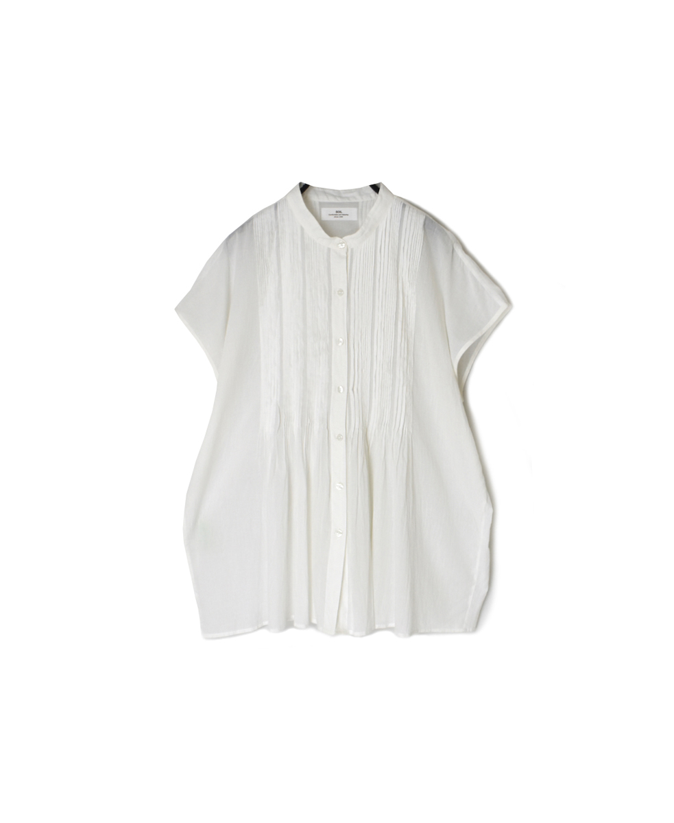 NSL25042(シャツ) 80s COTTON VOILE PLAIN BANDED COLLAR FRENCH/SL PINTUCK SHIRT