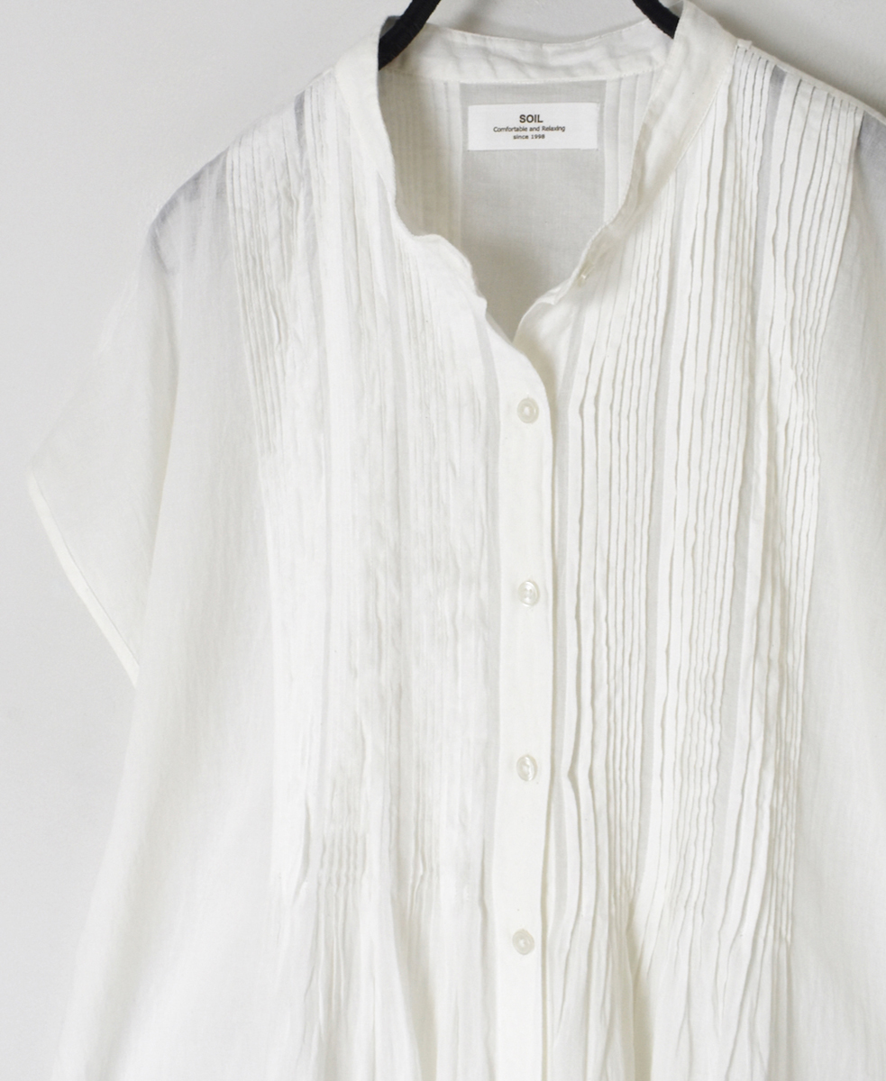 NSL25042(シャツ) 80s COTTON VOILE PLAIN BANDED COLLAR FRENCH/SL PINTUCK SHIRT