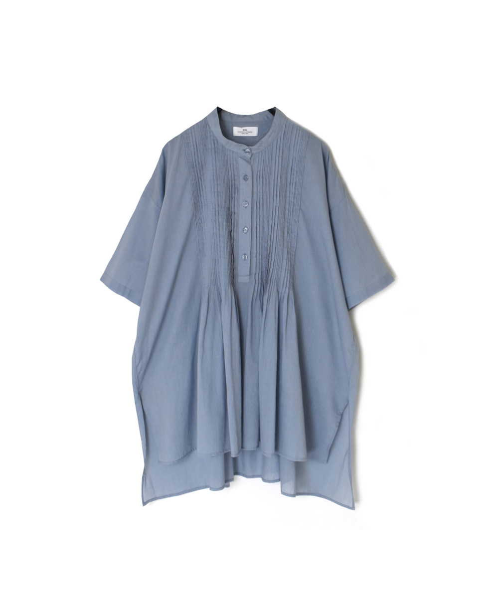 NSL25043(シャツ) 80s COTTON VOILE PLAIN BANDED COLLAR S/SL PINTUCK SHIRT