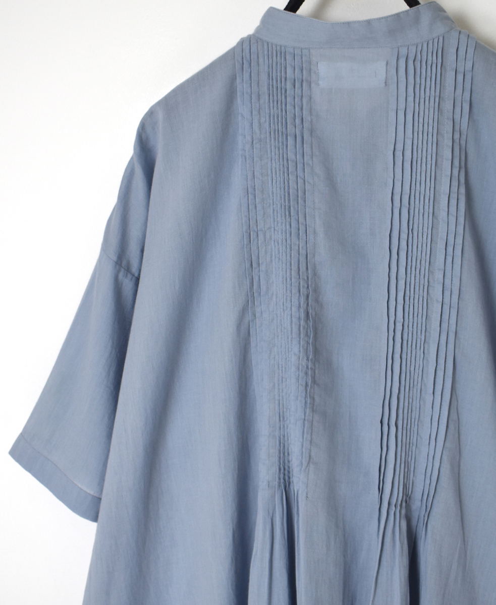 NSL25043(シャツ) 80s COTTON VOILE PLAIN BANDED COLLAR S/SL PINTUCK SHIRT