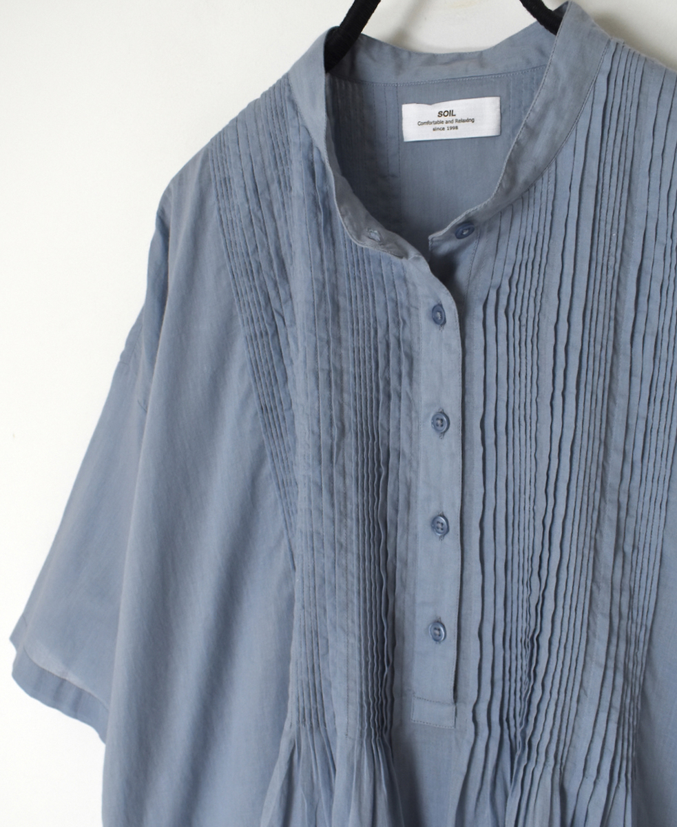 NSL25043(シャツ) 80s COTTON VOILE PLAIN BANDED COLLAR S/SL PINTUCK SHIRT