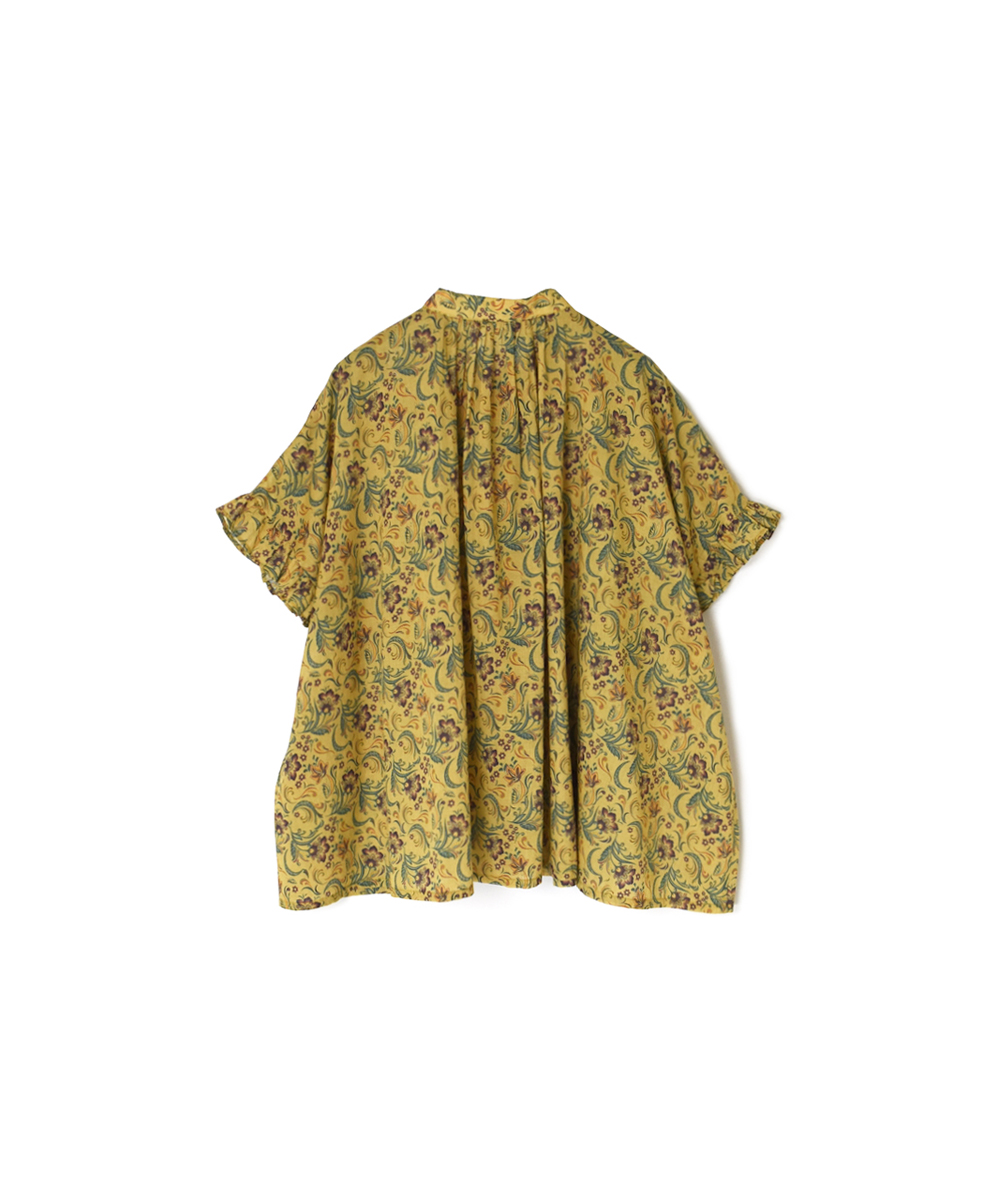 NSL25091(シャツ) 80s VOILE PAISLEY FLOWER PRINT BANDED COLLAR FRILL/SL SHIRT