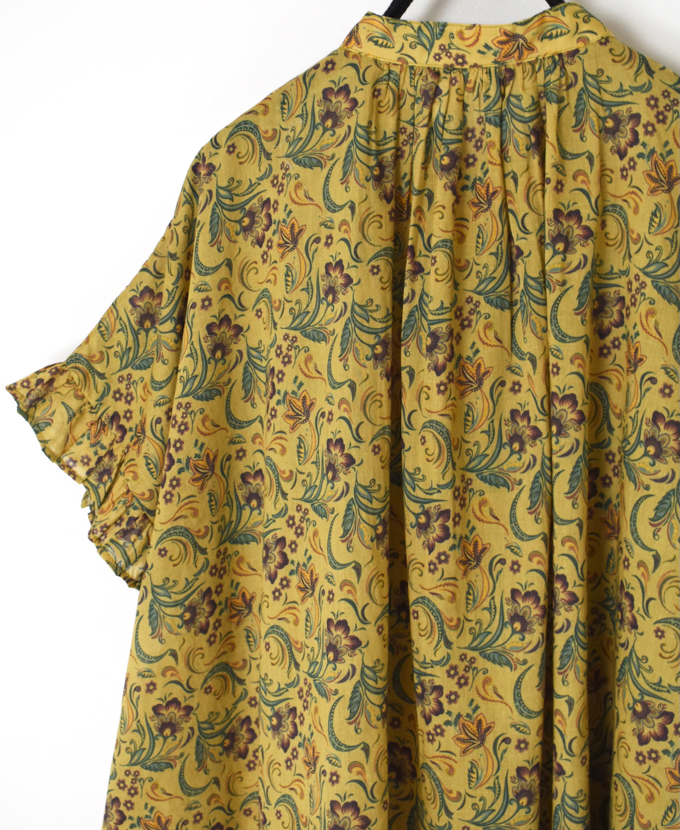 NSL25091(シャツ) 80s VOILE PAISLEY FLOWER PRINT BANDED COLLAR FRILL/SL SHIRT