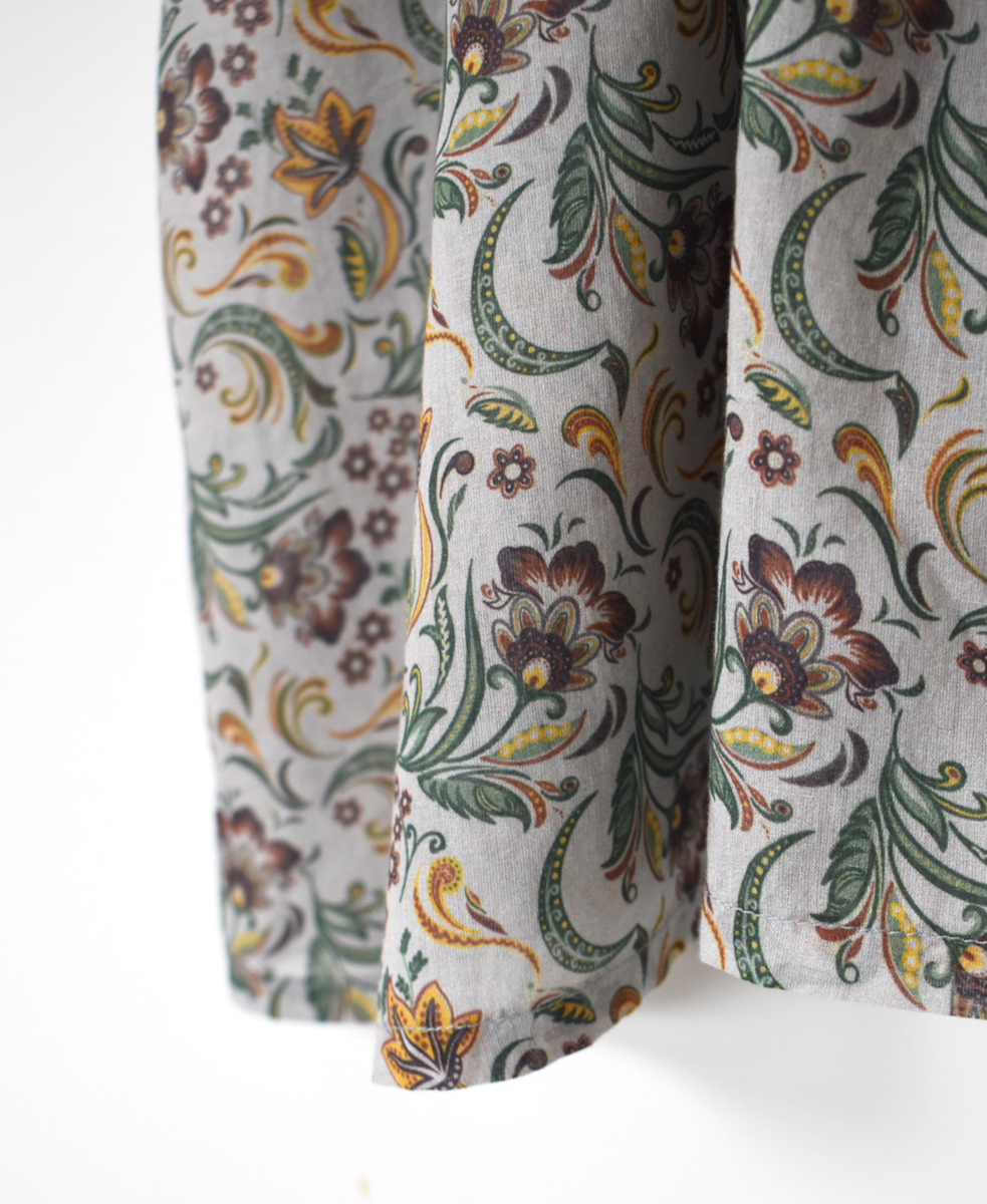 NSL25091(シャツ) 80s VOILE PAISLEY FLOWER PRINT BANDED COLLAR FRILL/SL SHIRT