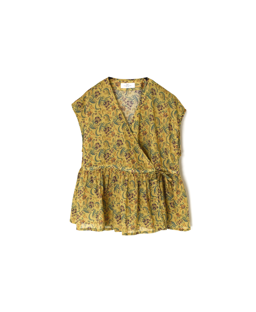 NSL25092(ブラウス) 80s VOILE PAISLEY FLOWER PRINT FRENCH/SL CACHE COEUR