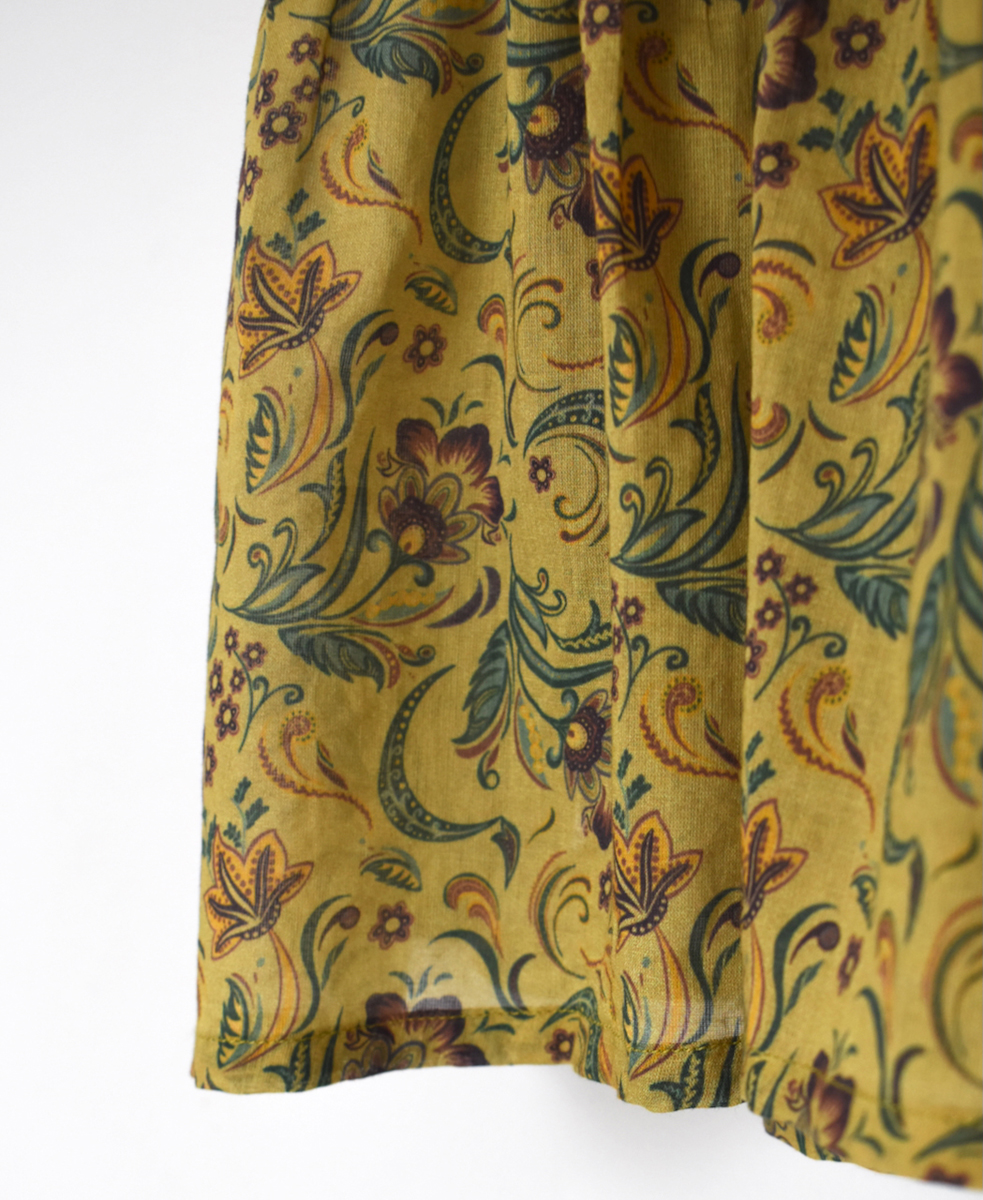 NSL25092(ブラウス) 80s VOILE PAISLEY FLOWER PRINT FRENCH/SL CACHE COEUR