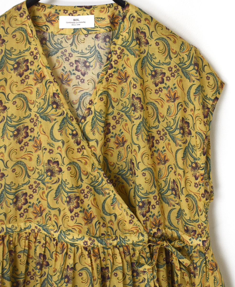 NSL25092(ブラウス) 80s VOILE PAISLEY FLOWER PRINT FRENCH/SL CACHE COEUR