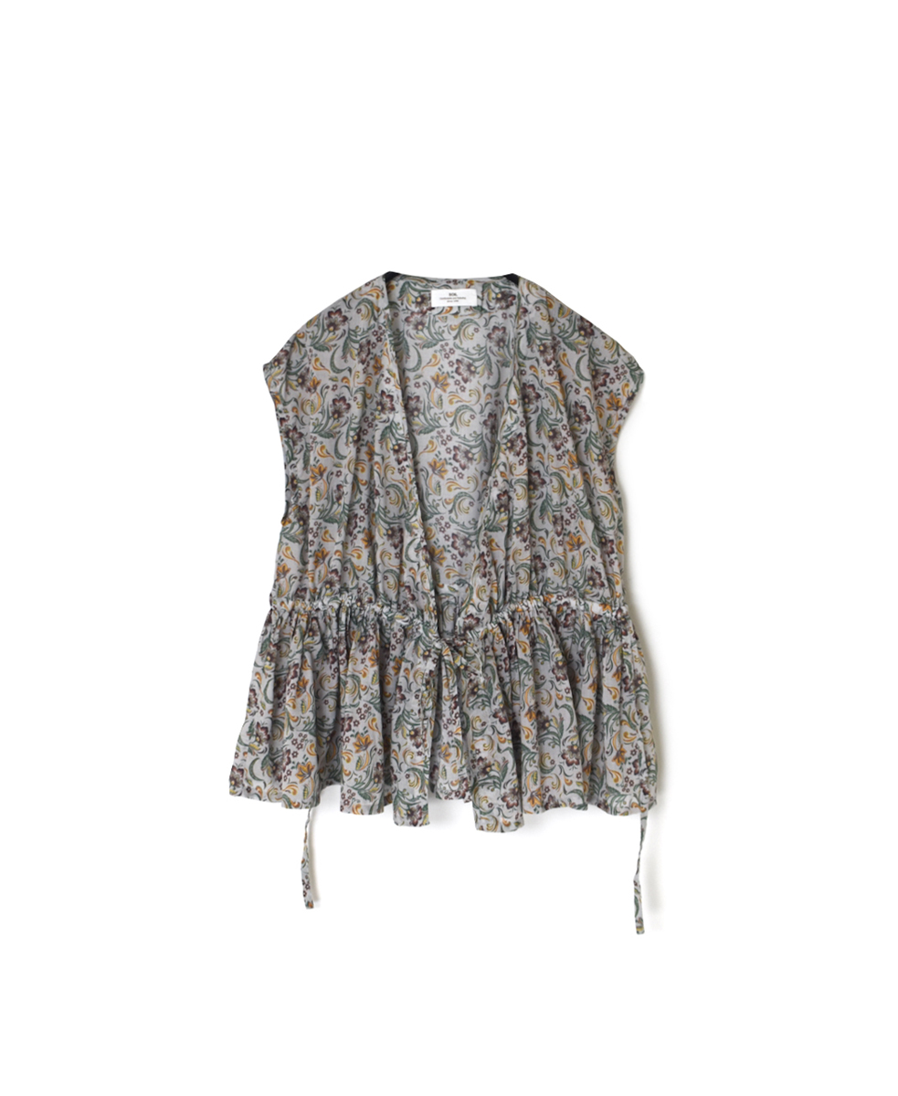 NSL25092(ブラウス) 80s VOILE PAISLEY FLOWER PRINT FRENCH/SL CACHE COEUR