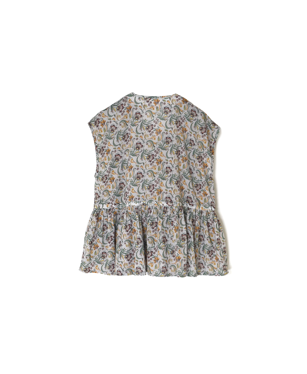 NSL25092(ブラウス) 80s VOILE PAISLEY FLOWER PRINT FRENCH/SL CACHE COEUR