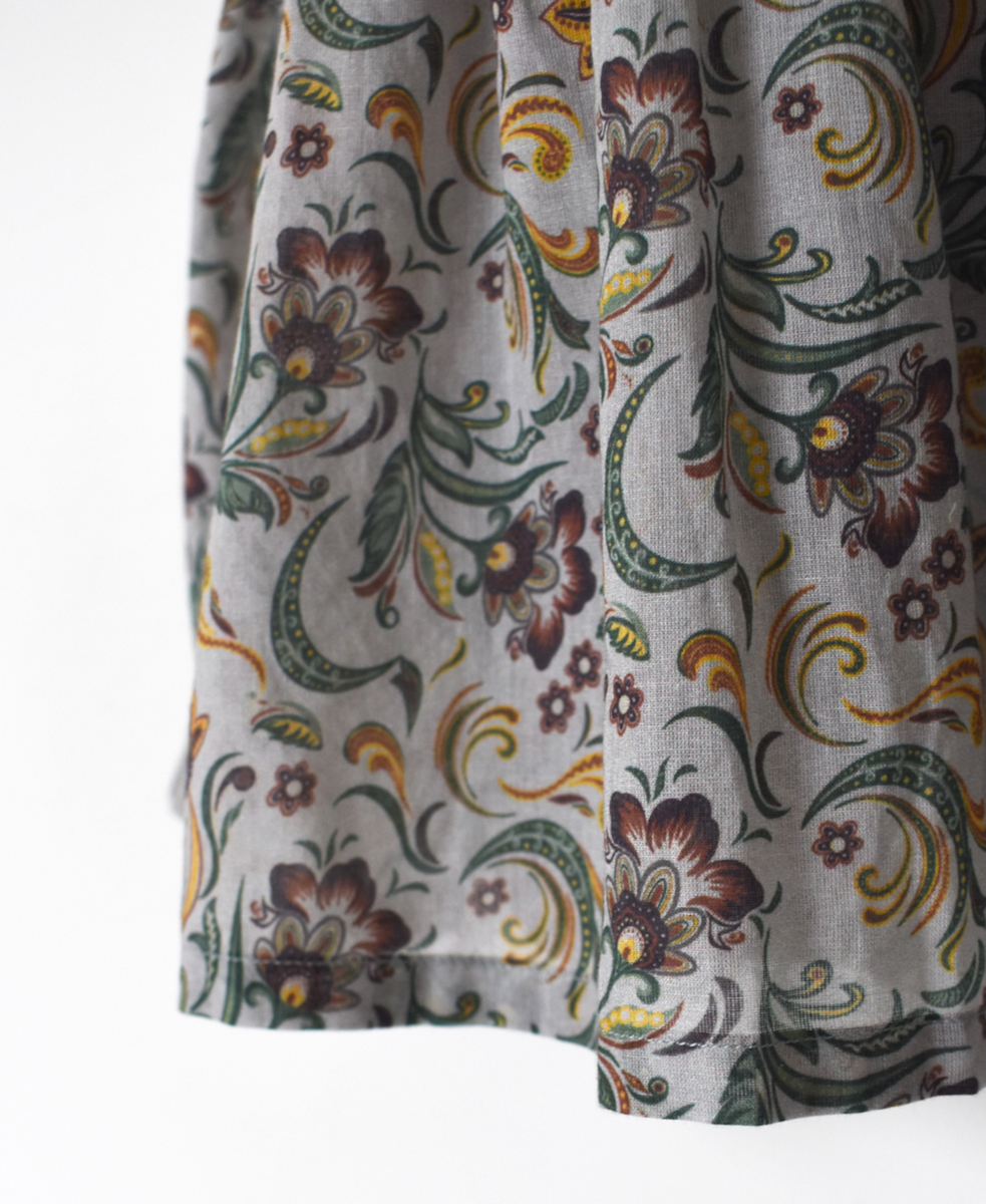 NSL25092(ブラウス) 80s VOILE PAISLEY FLOWER PRINT FRENCH/SL CACHE COEUR