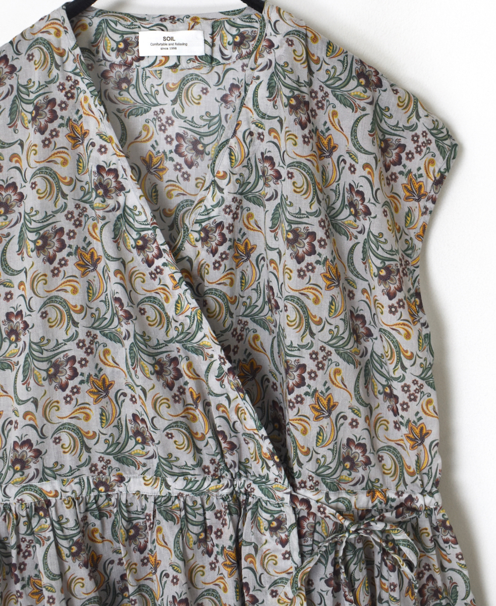NSL25092(ブラウス) 80s VOILE PAISLEY FLOWER PRINT FRENCH/SL CACHE COEUR