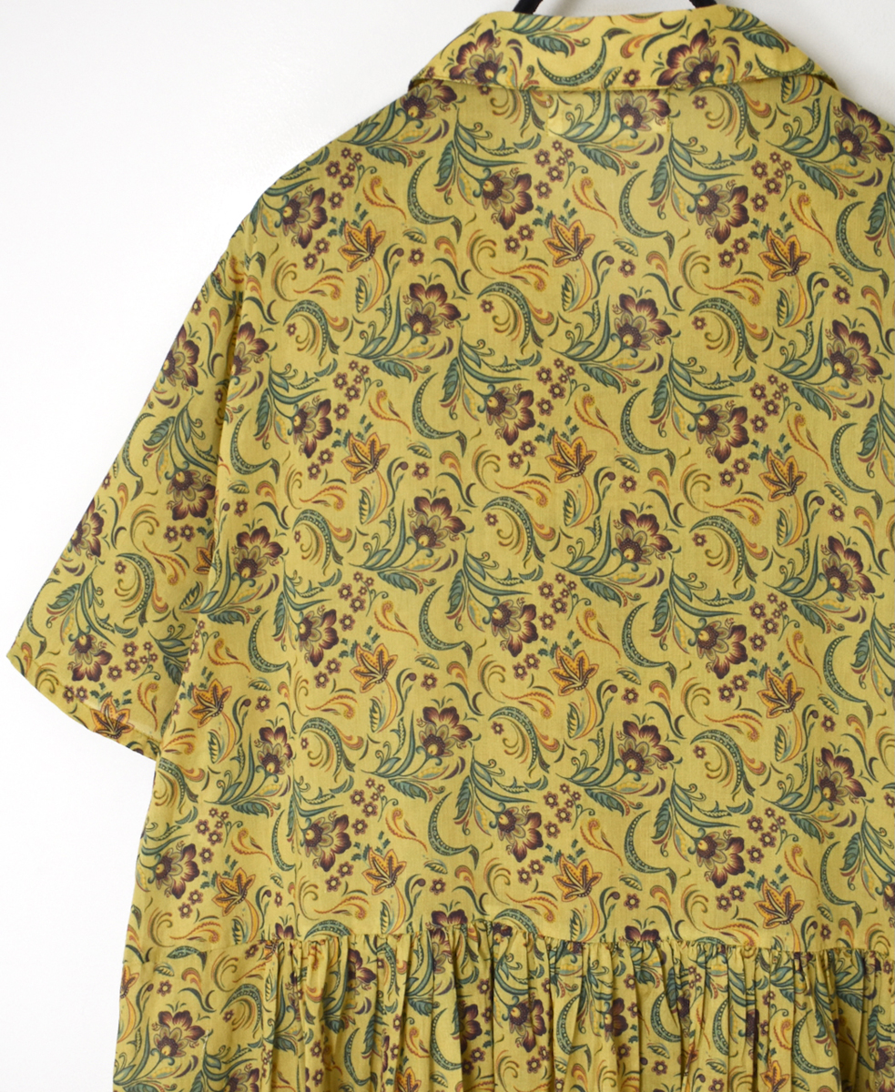 NSL25094(ワンピース) 80s VOILE PAISLEY FLOWER PRINT OPEN COLLAR SHIRT DRESS
