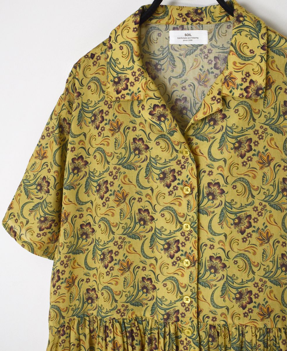 NSL25094(ワンピース) 80s VOILE PAISLEY FLOWER PRINT OPEN COLLAR SHIRT DRESS