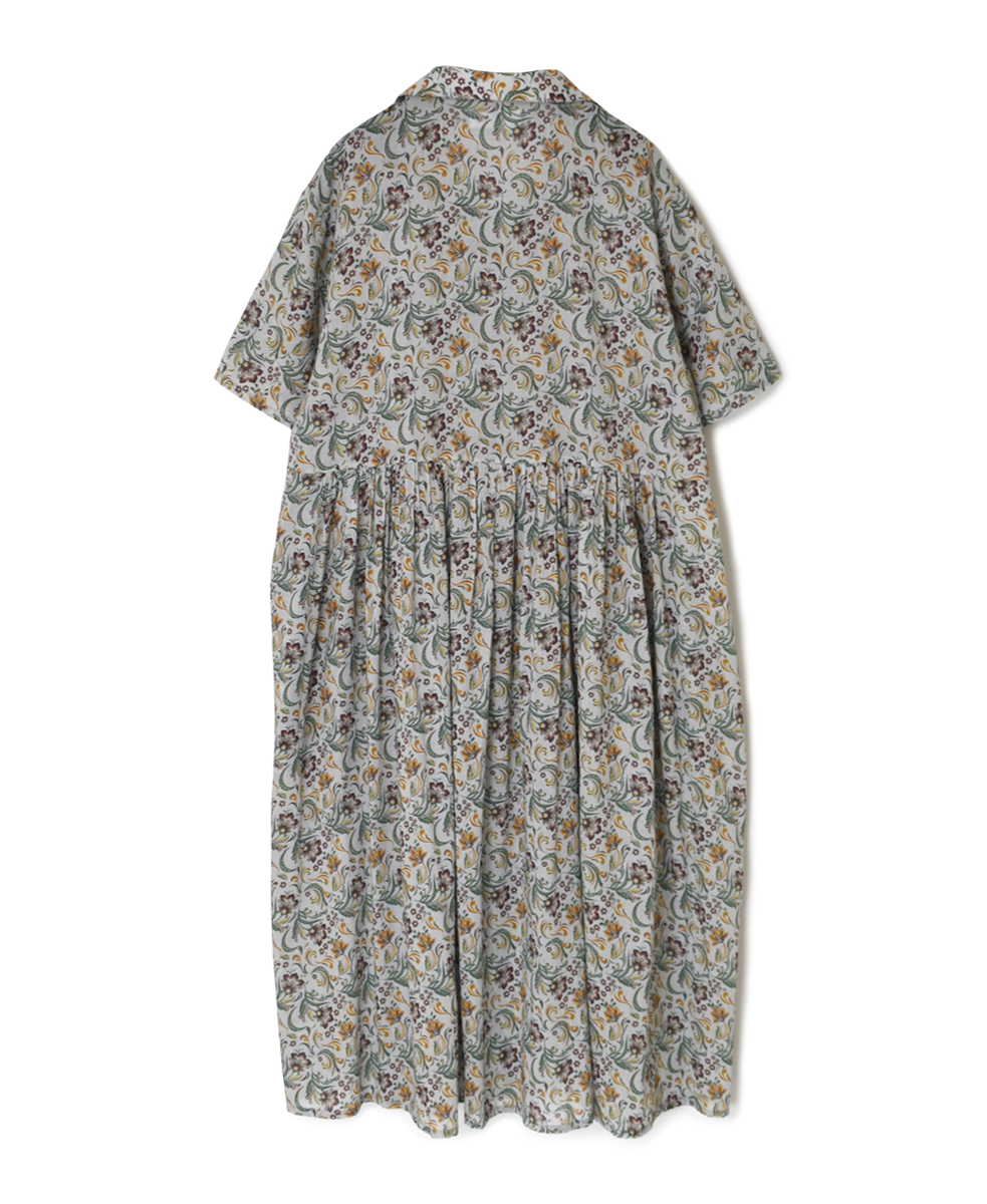 NSL25094(ワンピース) 80s VOILE PAISLEY FLOWER PRINT OPEN COLLAR SHIRT DRESS